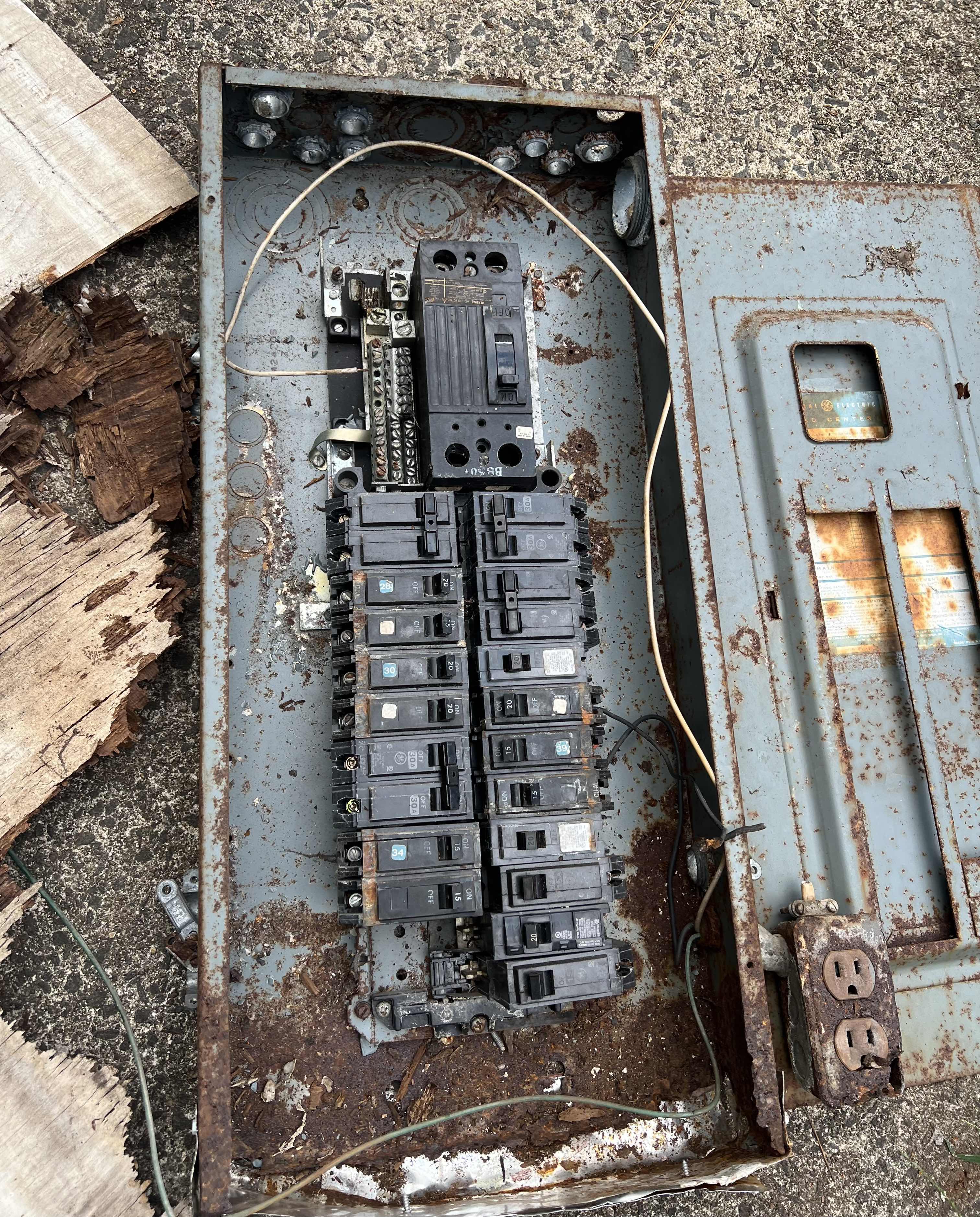 Rusted electrical panel